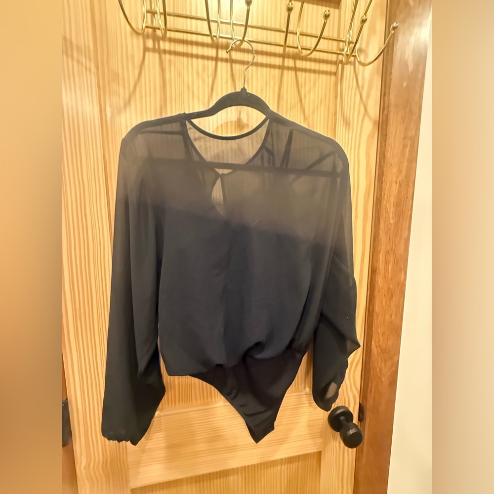Express Elegant Black Mesh Bodysuit